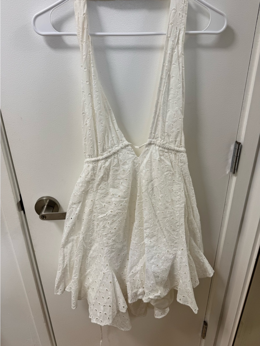 Zara White Backless Eyelet Summer Dress